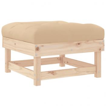 Gartenhocker mit Kissen Massivholz Kiefer