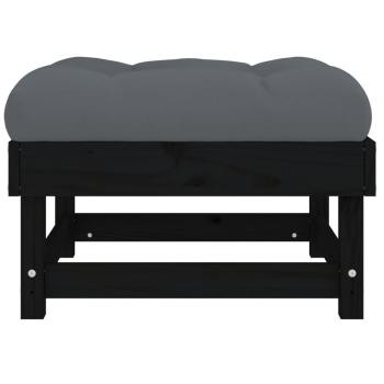 ARDEBO.de - Gartenhocker mit Kissen Schwarz Massivholz Kiefer