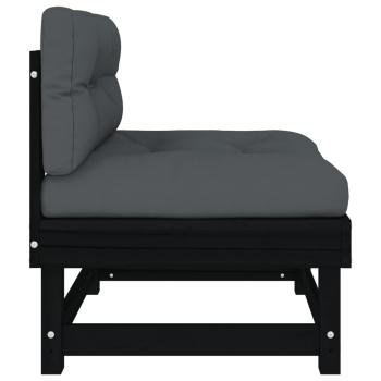 ARDEBO.de - Mittelsofas mit Kissen 2 Stk. Schwarz Massivholz Kiefer