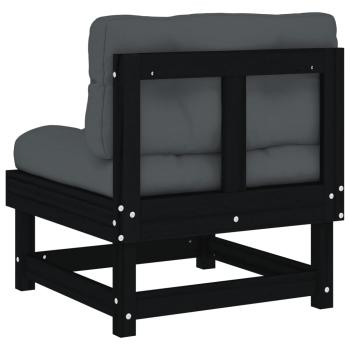 Mittelsofas mit Kissen 2 Stk. Schwarz Massivholz Kiefer