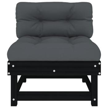 Mittelsofas mit Kissen 2 Stk. Schwarz Massivholz Kiefer