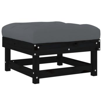 Gartenhocker mit Kissen 2 Stk. Schwarz Massivholz Kiefer