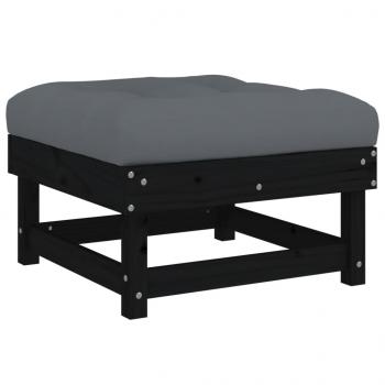 Gartenhocker mit Kissen 2 Stk. Schwarz Massivholz Kiefer