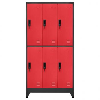 Schließfachschrank Anthrazit und Rot 90x45x180 cm Stahl