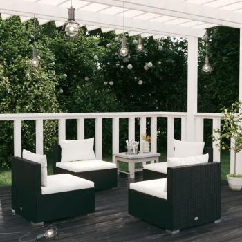 ARDEBO.de - 4-tlg. Garten-Lounge-Set mit Auflagen Poly Rattan Schwarz