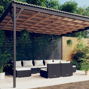 ARDEBO.de - 9-tlg. Garten-Lounge-Set mit Kissen Schwarz Poly Rattan