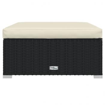 Garten-Fußhocker mit Kissen Schwarz 70x70x30 cm Poly Rattan