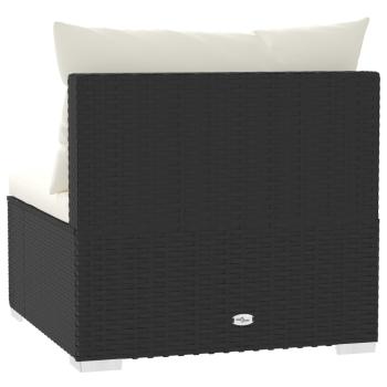 4-Sitzer-Sofa mit Kissen Schwarz Poly Rattan