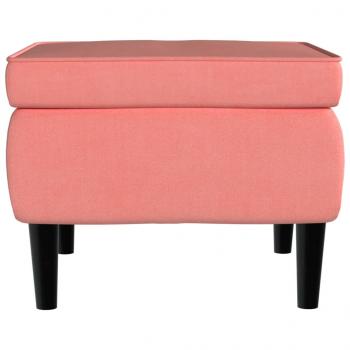 Hocker mit Holzbeinen Rosa Samt