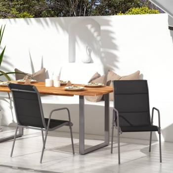 ARDEBO.de - Gartenstühle 2 Stk. Stahl und Textilene Schwarz