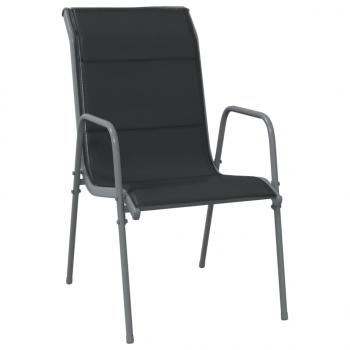 Gartenstühle 2 Stk. Stahl und Textilene Schwarz