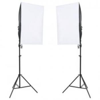 Fotostudio-Set mit Beleuchtung und Hintergrund