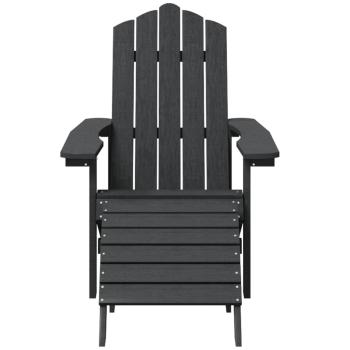 ARDEBO.de - Adirondack-Gartenstuhl mit Hocker & Tisch HDPE Anthrazit