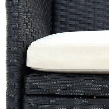 5-tlg. Garten-Essgruppe mit Kissen Poly Rattan Schwarz