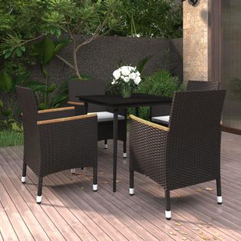 ARDEBO.de - 5-tlg. Garten-Essgruppe mit Auflagen Poly Rattan und Glas