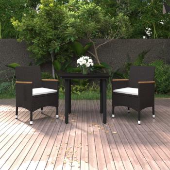 ARDEBO.de - 3-tlg. Garten-Essgruppe mit Auflagen Poly Rattan und Glas