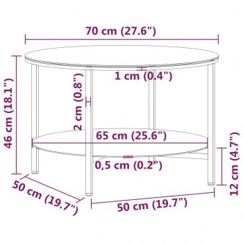 Beistelltisch Schwarz und Weiße Marmor-Optik 70 cm Hartglas