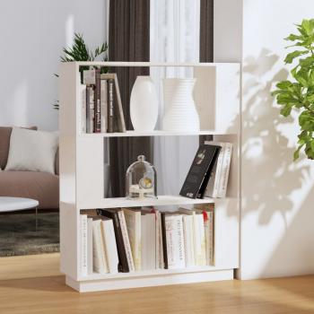 ARDEBO.de - Bücherregal/Raumteiler Weiß 80x25x101 cm Massivholz Kiefer