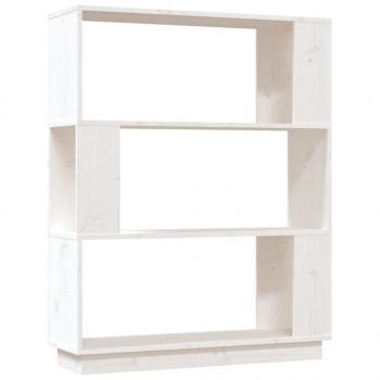 Bücherregal/Raumteiler Weiß 80x25x101 cm Massivholz Kiefer