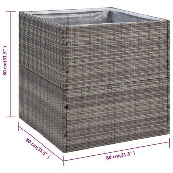 Pflanzkübel Grau 80x80x80 cm Poly Rattan