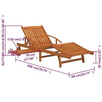 2-tlg. Sonnenliegen-Set mit Tisch Massivholz Akazie 