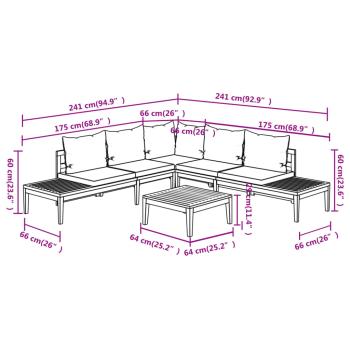 4-tlg. Garten-Lounge-Set mit Dunkelgrauen Kissen Akazienholz