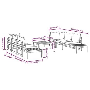 5-tlg. Garten-Lounge-Set mit Dunkelgrauen Kissen Akazienholz