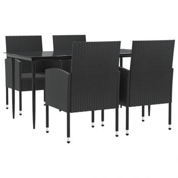 5-tlg. Garten-Essgruppe Schwarz Poly Rattan und Stahl