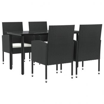5-tlg. Garten-Essgruppe Schwarz Poly Rattan und Stahl