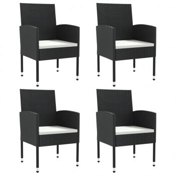 5-tlg. Garten-Essgruppe Schwarz Poly Rattan und Stahl