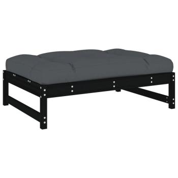 5-tlg. Garten-Lounge-Set mit Kissen Schwarz Massivholz