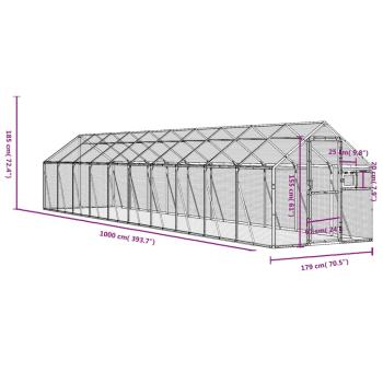 Voliere Anthrazit 1,79x10x1,85 m Aluminium