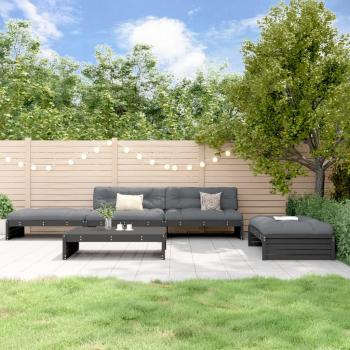 ARDEBO.de - 5-tlg. Garten-Lounge-Set mit Kissen Schwarz Massivholz