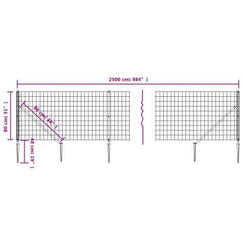 Maschendrahtzaun mit Bodenhülsen Grün 0,8x25 m