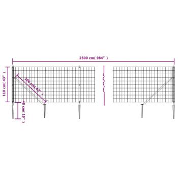 Maschendrahtzaun mit Bodenhülsen Anthrazit 1,1x25 m