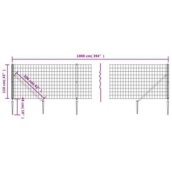 Maschendrahtzaun mit Bodenhülsen Anthrazit 1,1x10 m