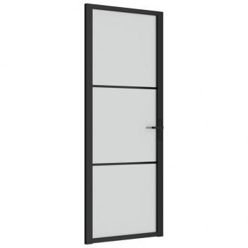 Innentür 76x201,5 cm Schwarz Mattglas und Aluminium