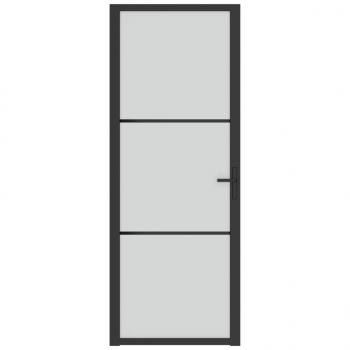 Innentür 76x201,5 cm Schwarz Mattglas und Aluminium