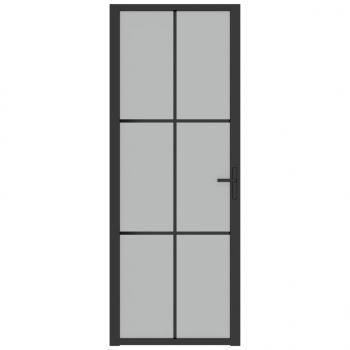 Innentür 76x201,5 cm Schwarz Mattglas und Aluminium