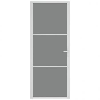 Innentür 83x201,5 cm Weiß ESG-Glas und Aluminium