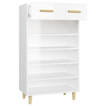 ARDEBO.de - Schuhschrank Hochglanz-Weiß 60x35x105 cm Holzwerkstoff