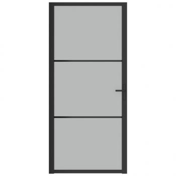 Innentür 93x201,5 cm Schwarz Mattglas und Aluminium