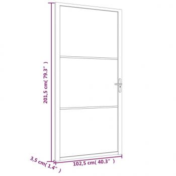 Innentür 102,5x201,5 cm Schwarz Mattglas und Aluminium