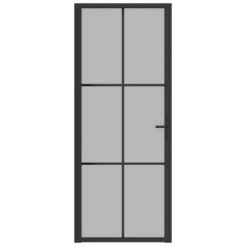 Innentür 83x201,5 cm Schwarz Mattglas und Aluminium
