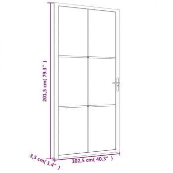 Innentür 102,5x201,5 cm Schwarz Mattglas und Aluminium