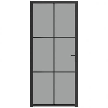 Innentür 93x201,5 cm Schwarz ESG-Glas und Aluminium