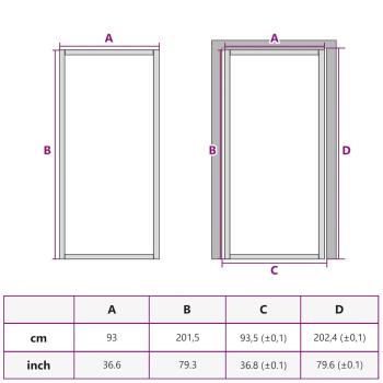 Innentür 93x201,5 cm Weiß ESG-Glas und Aluminium