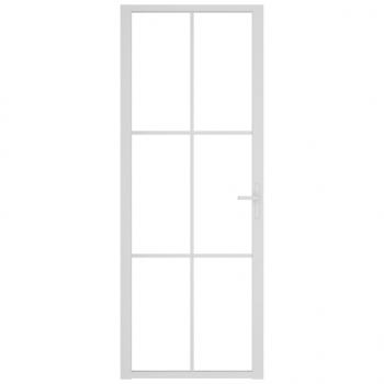Innentür 76x201,5 cm Weiß ESG-Glas und Aluminium