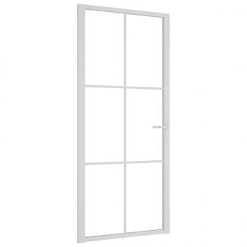 Innentür 93x201,5 cm Weiß ESG-Glas und Aluminium