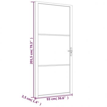 Innentür 93x201,5 cm Weiß Mattglas und Aluminium